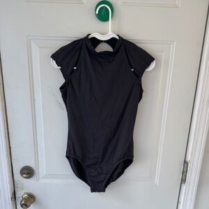 Women's Black Short Sleeve Leotard